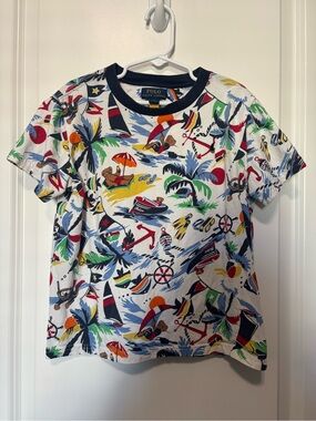 Polo by Ralph Lauren White Kids Tropical Sailboat Print Tee